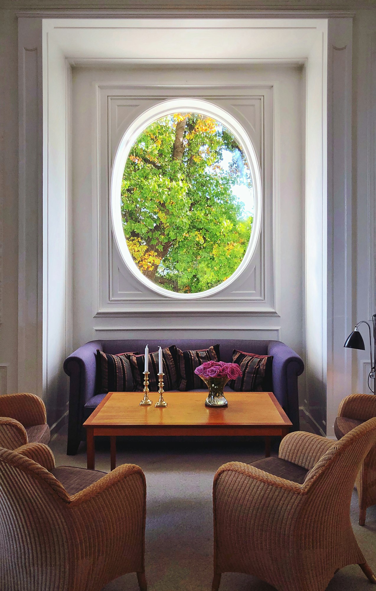 A beautiful home interior with a round window